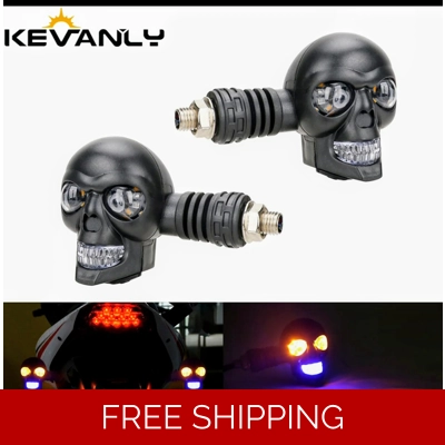 12v Dual Color LED Motorcycle Skull Light Turn Warning Tail Light Super Bright Waterproof Motorcycle